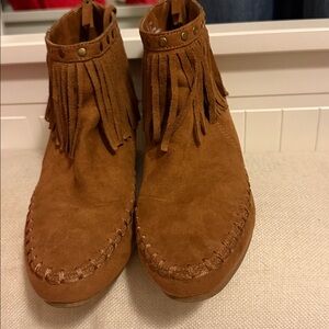 Arizona Jean Co Brown Fringe Ankle Boots